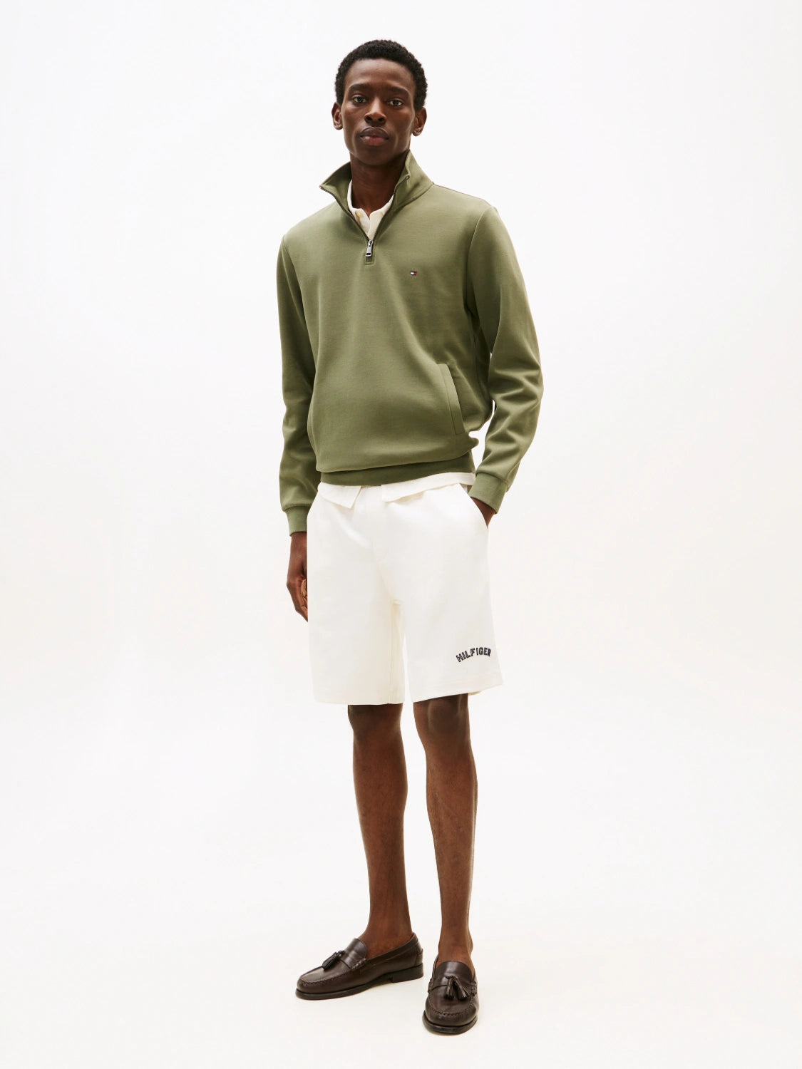 sweat-caionneur-tommy-hilfiger-kaki-homme-porte