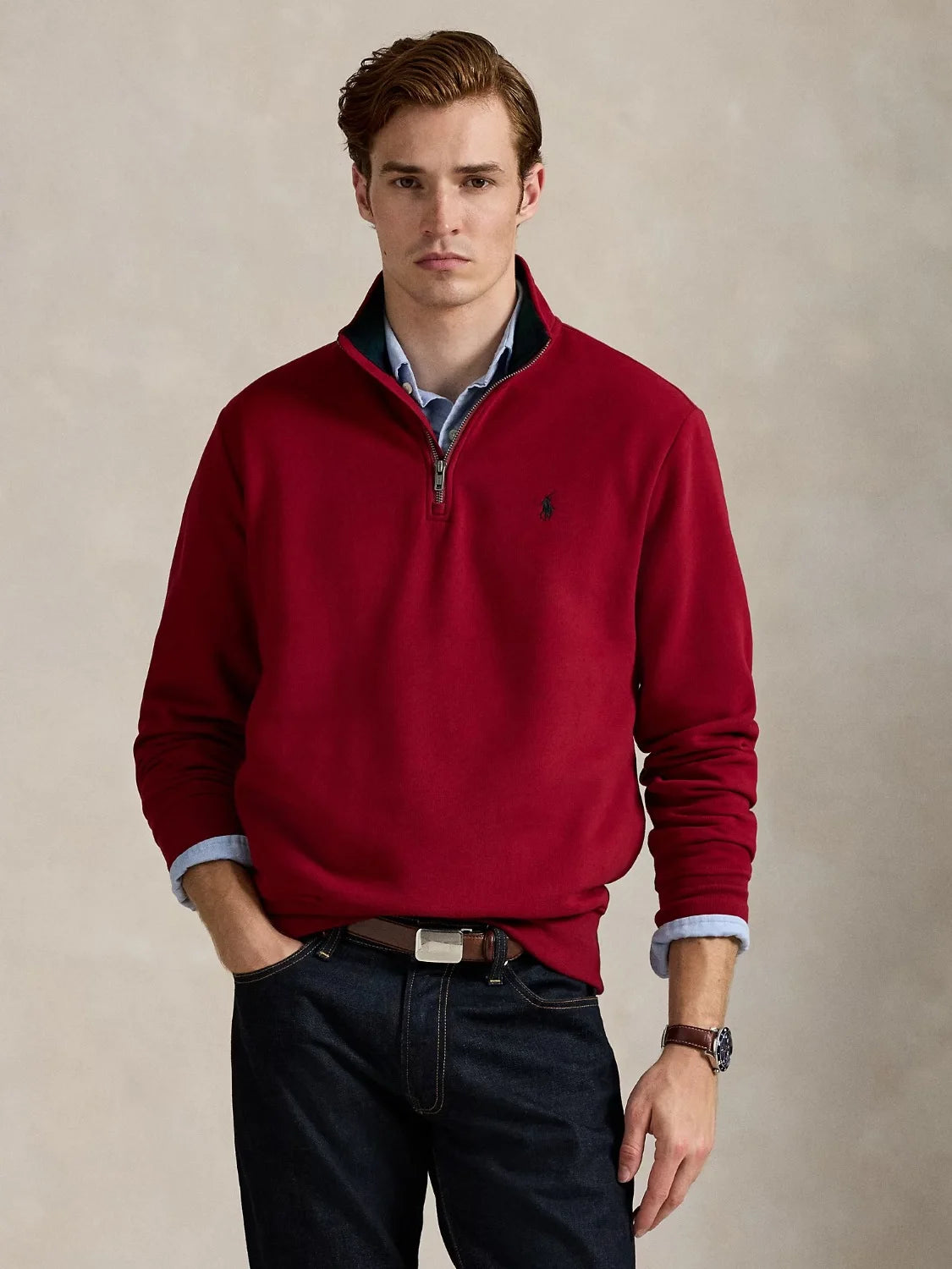 sweat-camionneur-ralph-lauren-rouge-homme-face