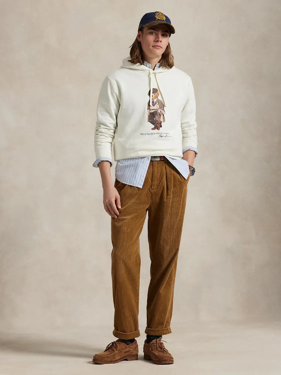 sweat-ralph-lauren-polo-bear-blanc-homme-porte