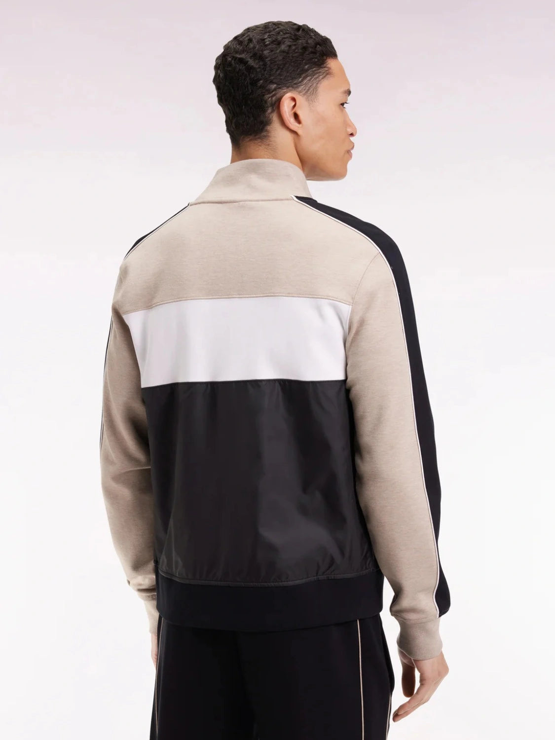 sweat-zippe-bi-matiere-beige-homme-dos