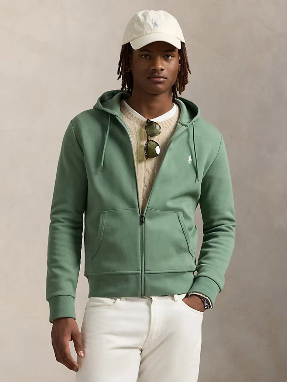 sweat-zippe-ralph-lauren-vert-homme-face
