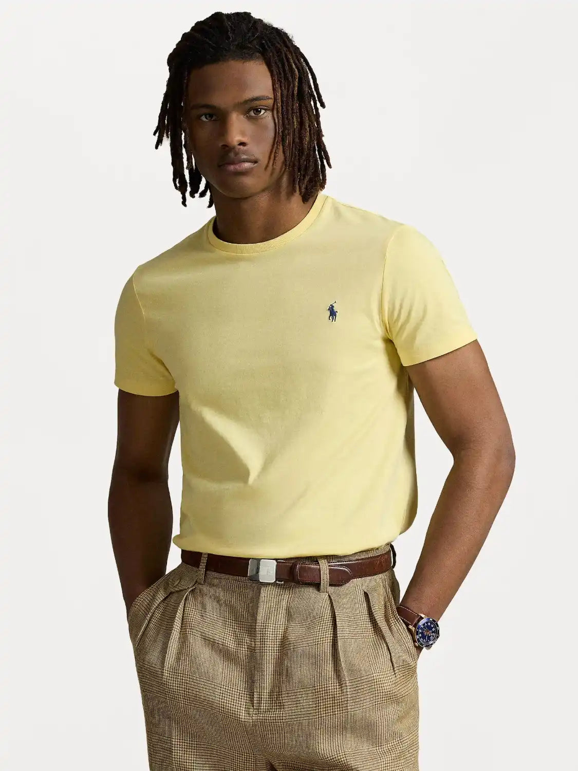 t-shirt-ralph-lauren-homme-jaune-face