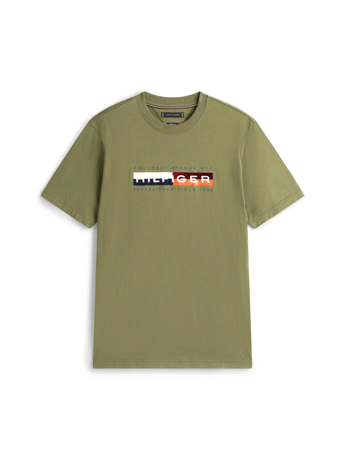 t-shirt-tommy-hilfiger-kaki-homme-a-plat
