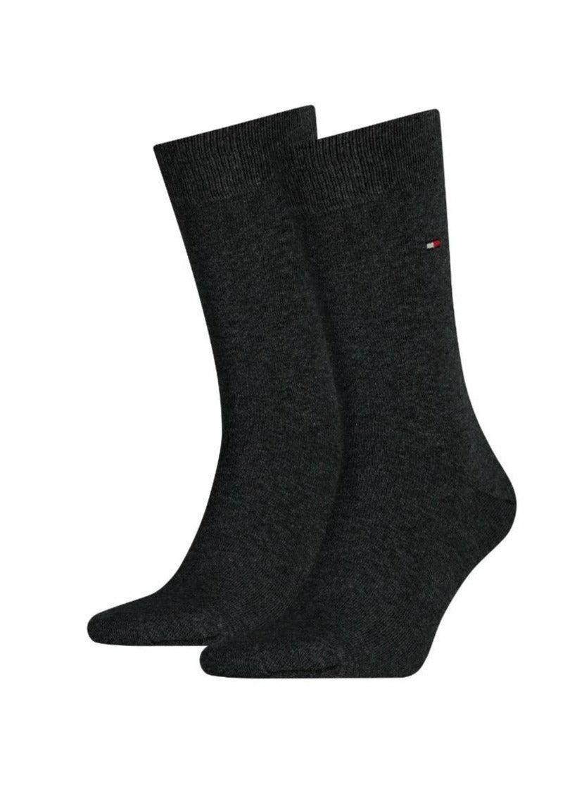 Lot de 2 paires de chaussettes montantes Tommy Hilfiger gris anthracite - Georgespaul