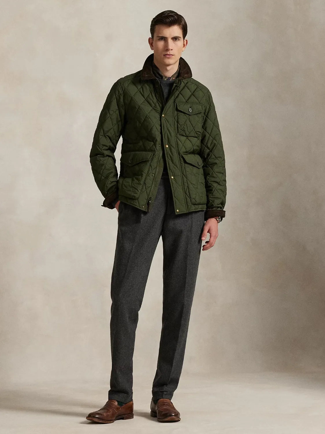 veste-ralph-lauren-kaki-homme-porte