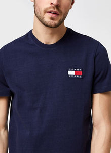 Marineblaues Tommy Jeans-T-Shirt aus Bio-Baumwolle mit Logo auf der Brust