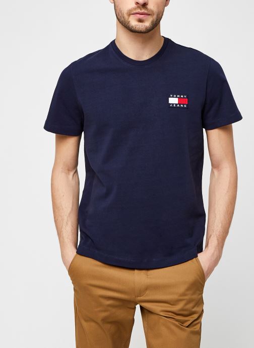 Marineblaues Tommy Jeans-T-Shirt aus Bio-Baumwolle mit Logo auf der Brust