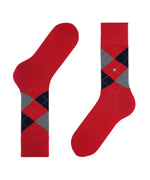 Laden Sie das Bild in den Galerie-Viewer, Hohe Burlington-Socken aus roter Baumwolle mit Rautenmuster
