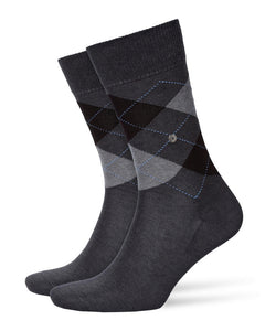 Hohe Burlington-Socken aus blauer Baumwolle mit Rautenmuster