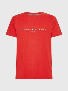 T-Shirt logo poitrine Tommy Hilfiger rouge en coton bio | Georgespaul