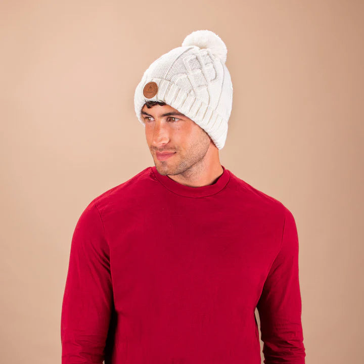 Bonnet mixte Cabaïa blanc pompons interchangeables | Georgespaul