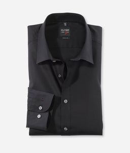 Chemise homme OLYMP ajustée noire en coton stretch | Georgespaul