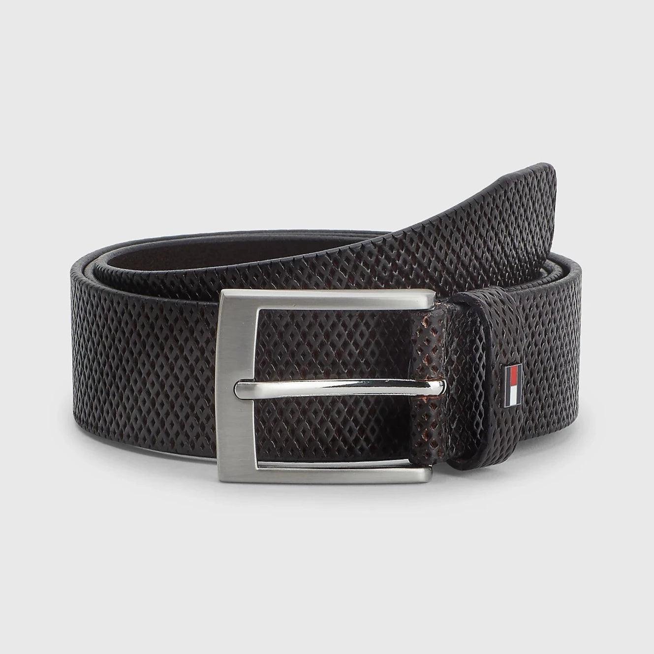 Ceinture Tommy Hilfiger marron foncé en cuir - Georgespaul