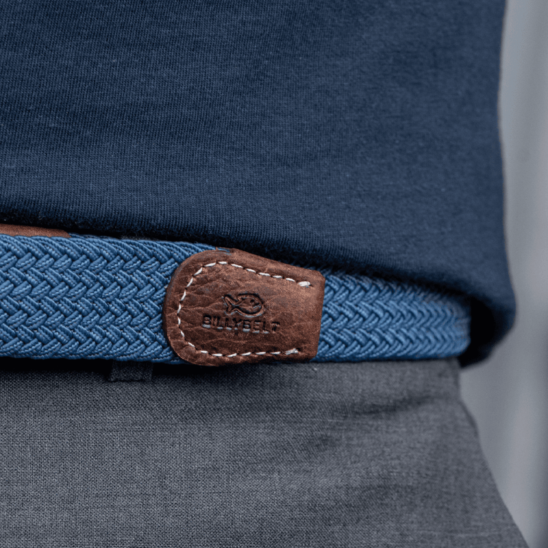 Ceinture tressée Billybelt bleue en cuir - Georgespaul