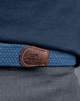 Ceinture tressée Billybelt bleue en cuir - Georgespaul