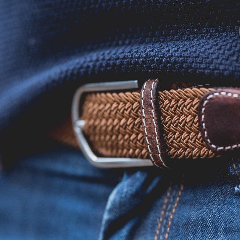 Ceinture tressée Billybelt marron camel en cuir - Georgespaul