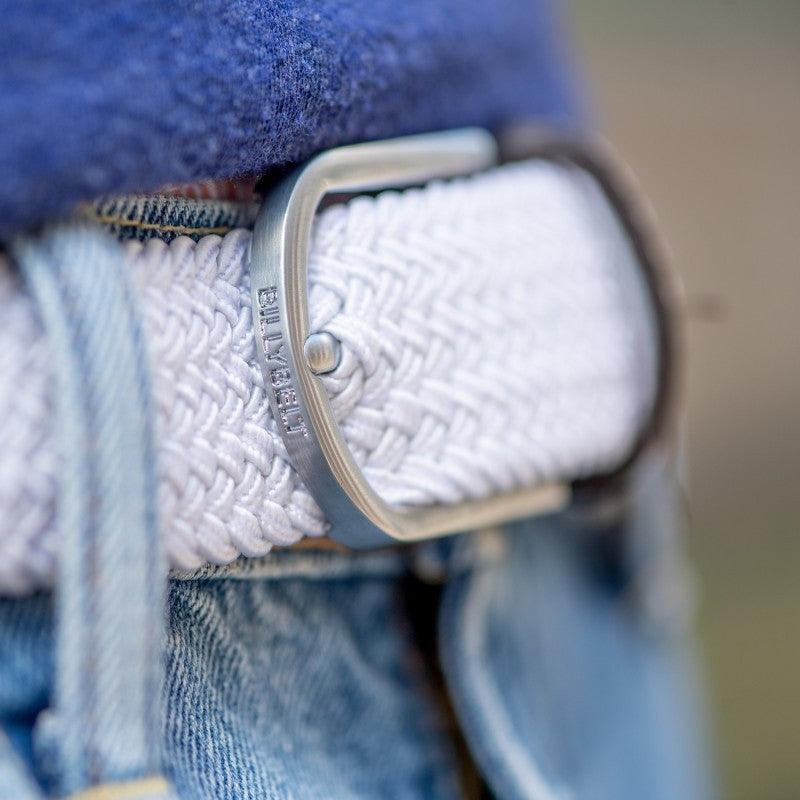 Ceinture tressée Billybelt blanche en cuir - Georgespaul