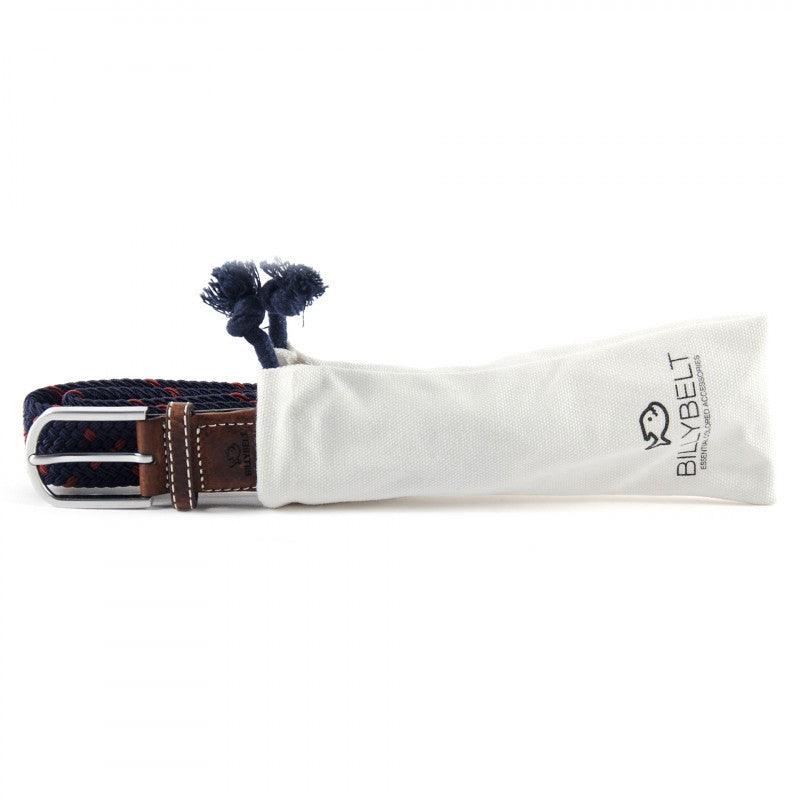 Ceinture tressée Billybelt bleue et blanche en cuir - Georgespaul