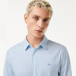 Laden Sie das Bild in den Galerie-Viewer, Chemise à carreaux homme Lacoste ajustée bleu clair stretch | Georgespaul
