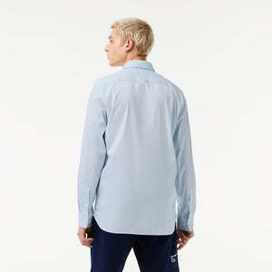 Chemise à carreaux homme Lacoste ajustée bleu clair stretch | Georgespaul