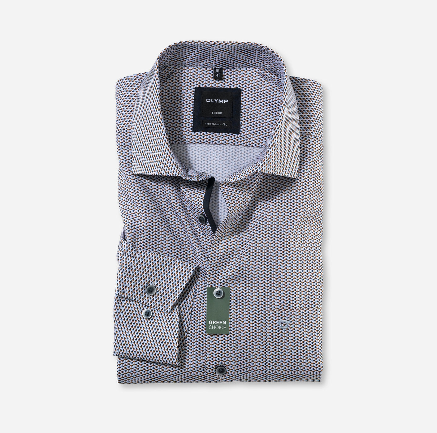 Chemise à imprimés graphiques Luxor Global Kent OLYMP droite marron
