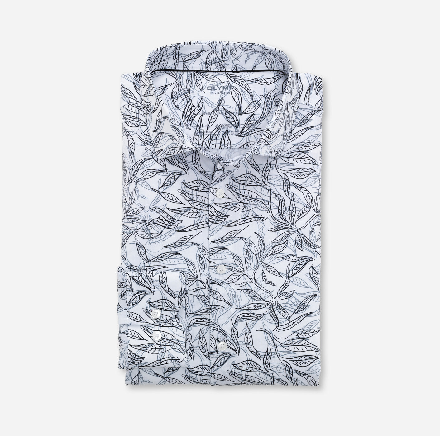 Chemise à imprimés homme OLYMP ajustée blanche coton stretch | Georgespaul