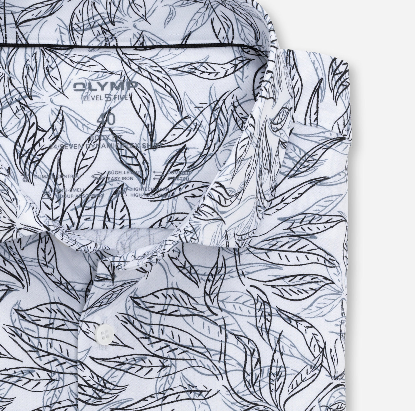Chemise à imprimés homme OLYMP ajustée blanche coton stretch | Georgespaul
