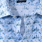 Laden Sie das Bild in den Galerie-Viewer, Chemise à motifs homme OLYMP coupe droite bleue en coton stretch | Georgespaul
