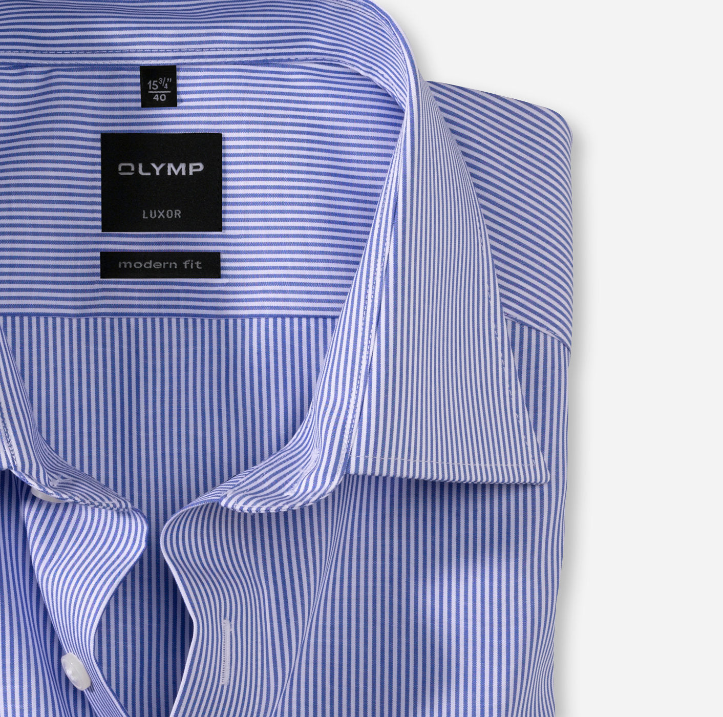 Chemise à rayures pour homme OLYMP coupe droite bleue | Georgespaul
