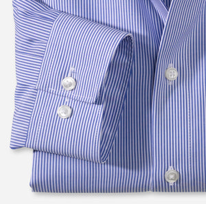 Chemise à rayures pour homme OLYMP coupe droite bleue | Georgespaul