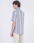 Chemise manches courtes à rayures pour homme Paul & Shark bleue | Georgespaul