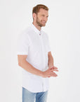 Chemise manches courtes homme Eden Park blanche coton piqué | Georgespaul