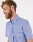 Chemise manches courtes homme Eden Park bleue en coton piqué | Georgespaul