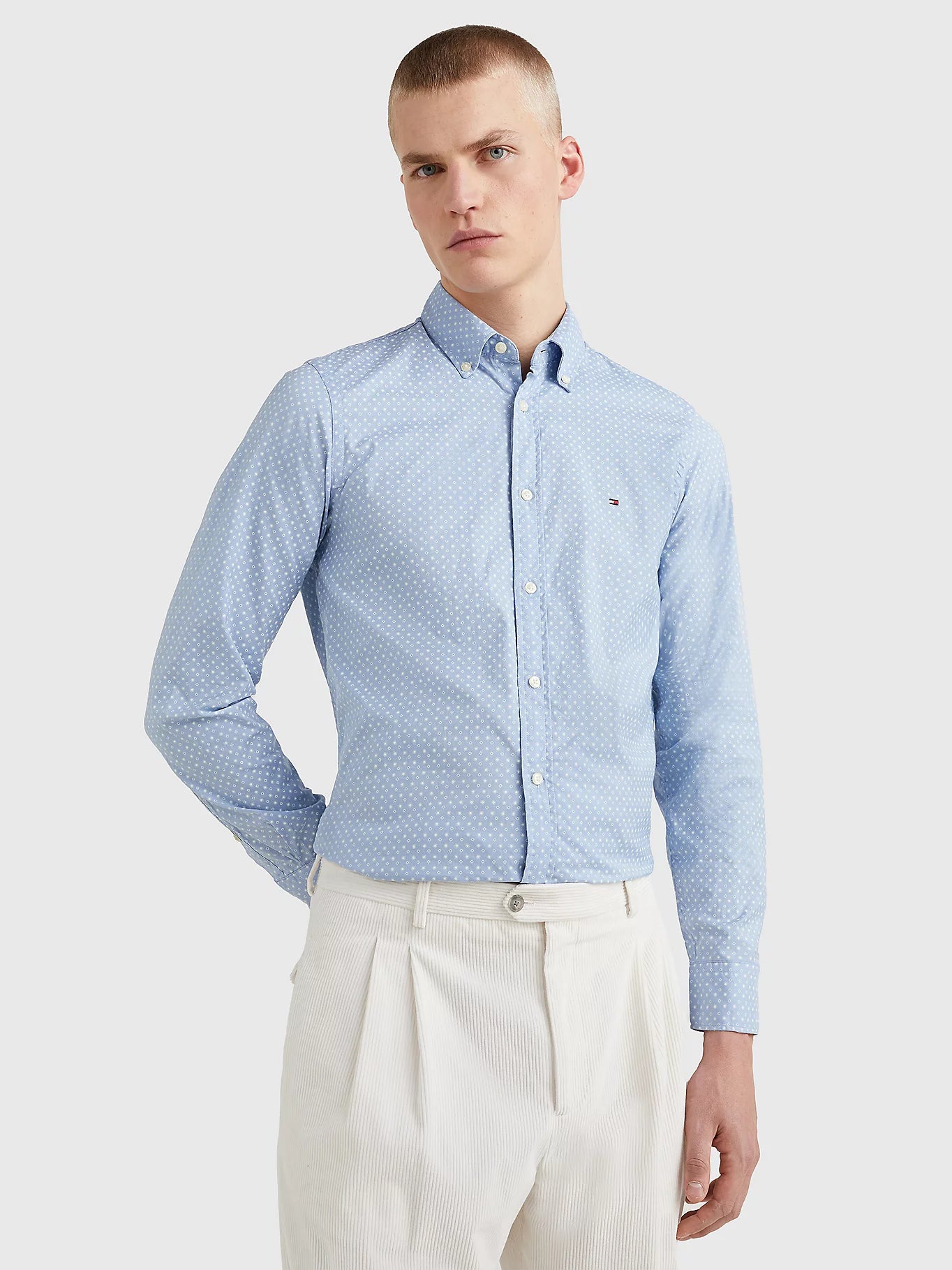 Chemise micro motifs Tommy Hilfiger bleue pour homme I Georgespaul