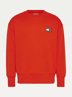 Charger l&#39;image dans la galerie, Sweat à col rond Tommy Jeans rouge coton bio
