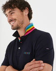 Polo col multicolore pour homme Eden Park marine en coton | Georgespaul
