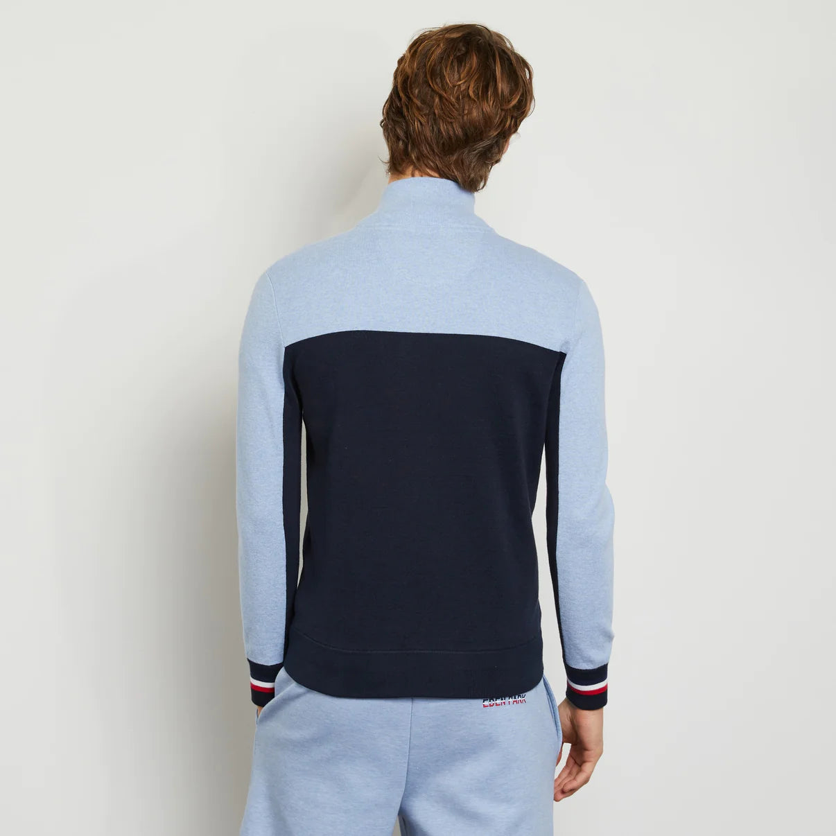 Gilet zippé bicolore homme Eden Park bleu clair en coton | Georgespaul