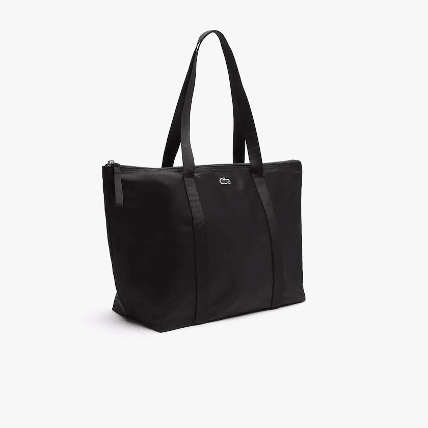 Grand sac cabas Lacoste noir en toile - Georgespaul