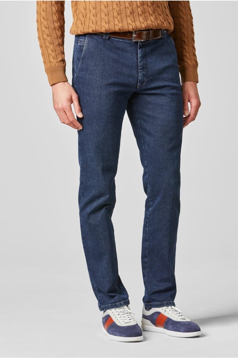 Pantalon chino Meyer bleu en jean super stretch - Georgespaul