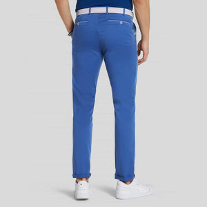 Pantalon chino homme New York Meyer bleu en twill de coton | Georgespaul