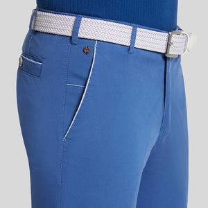 Pantalon chino homme New York Meyer bleu en twill de coton | Georgespaul