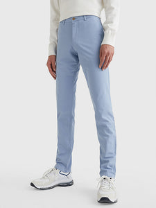 Pantalon chino slim Tommy Hilfiger bleu clair en coton bio stretch