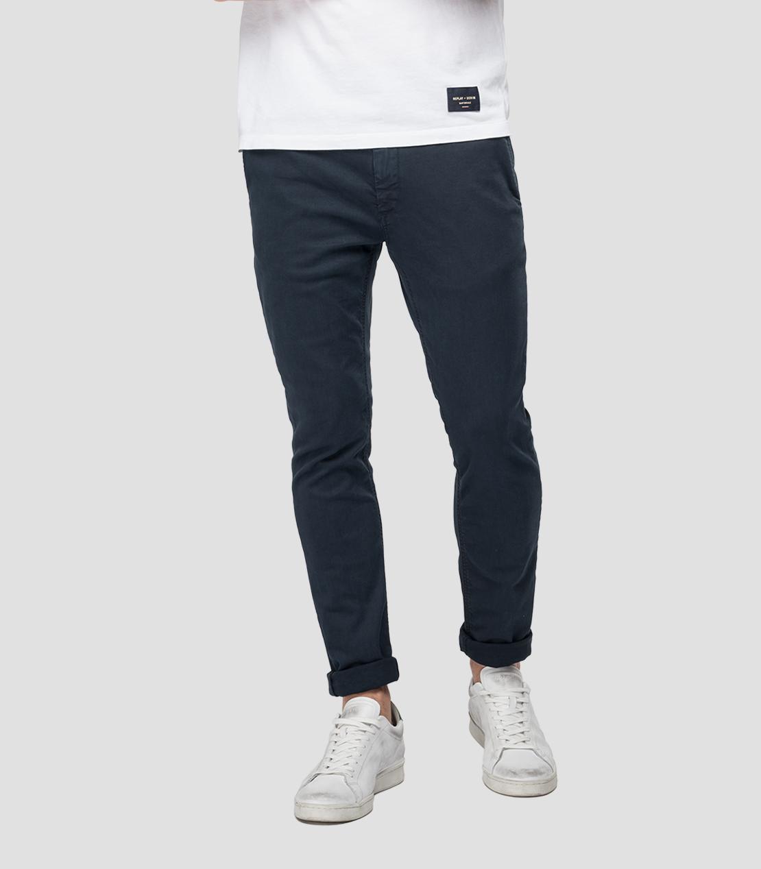 Pantalon chino slim Replay marine en coton stretch - Georgespaul