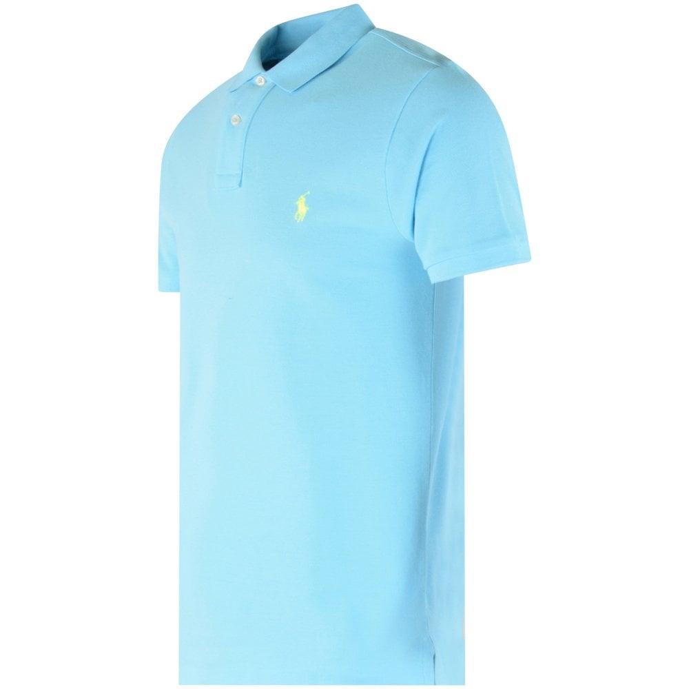 Polo Ralph Lauren ajusté bleu en coton piqué - Georgespaul