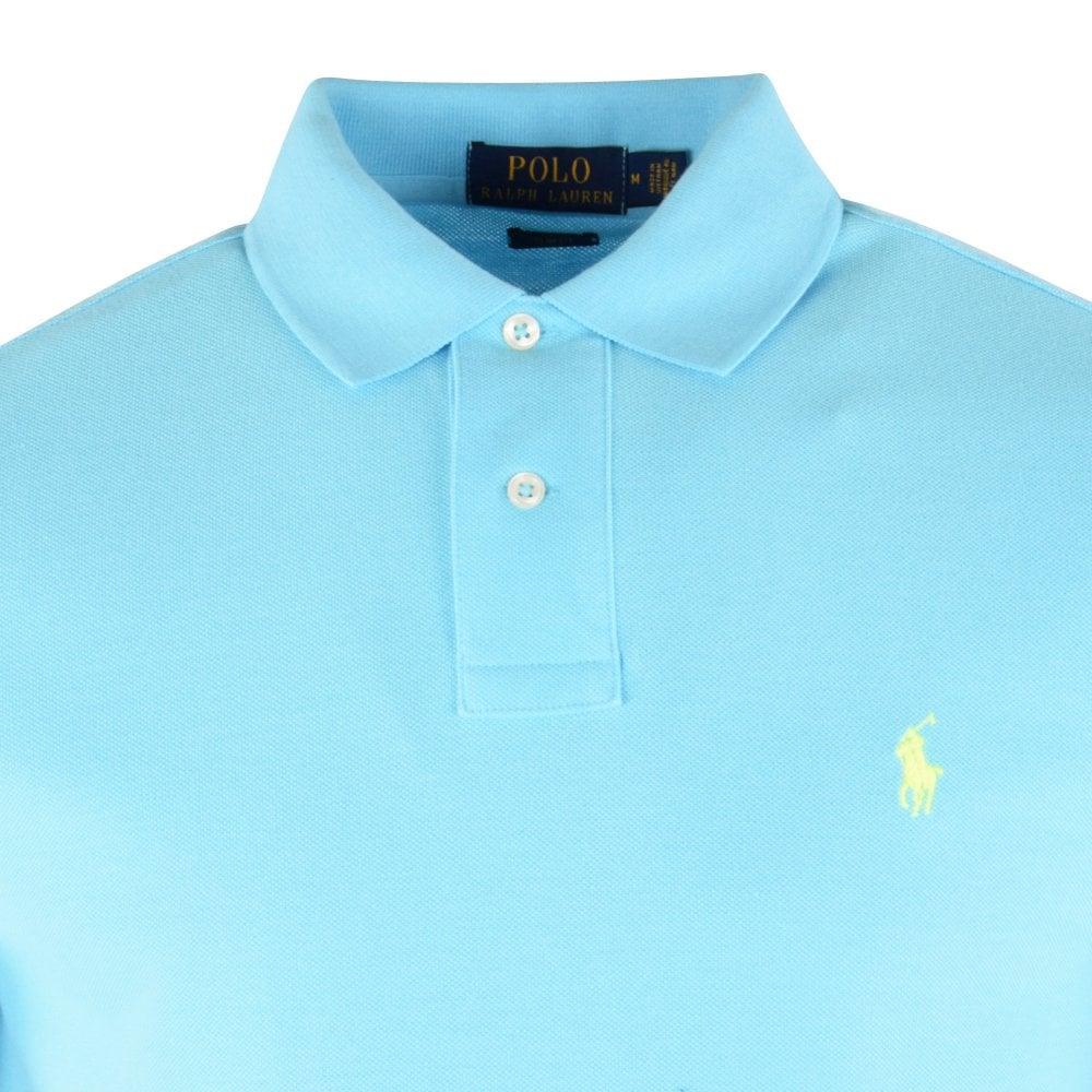 Polo Ralph Lauren ajusté bleu en coton piqué - Georgespaul