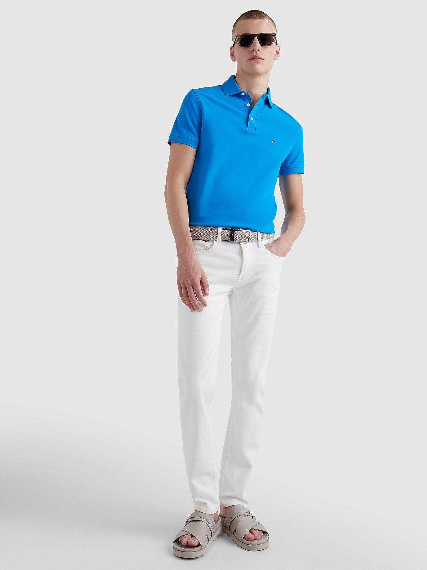 Polo Tommy Hilfiger ajusté bleu en coton bio - Georgespaul