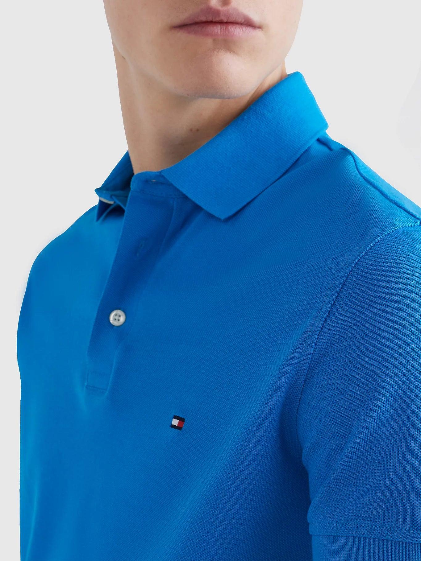 Polo Tommy Hilfiger ajusté bleu en coton bio - Georgespaul