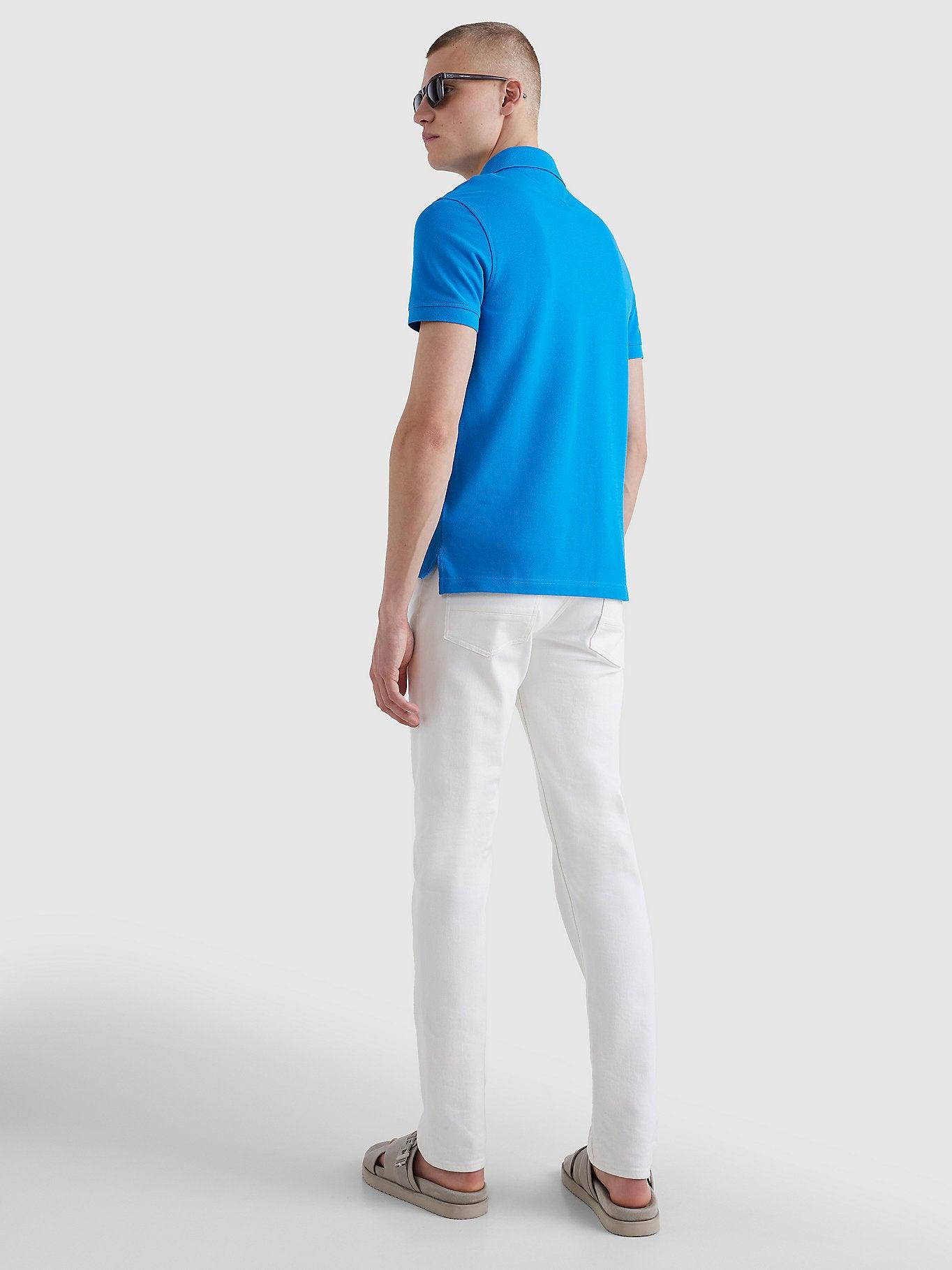 Polo Tommy Hilfiger ajusté bleu en coton bio - Georgespaul