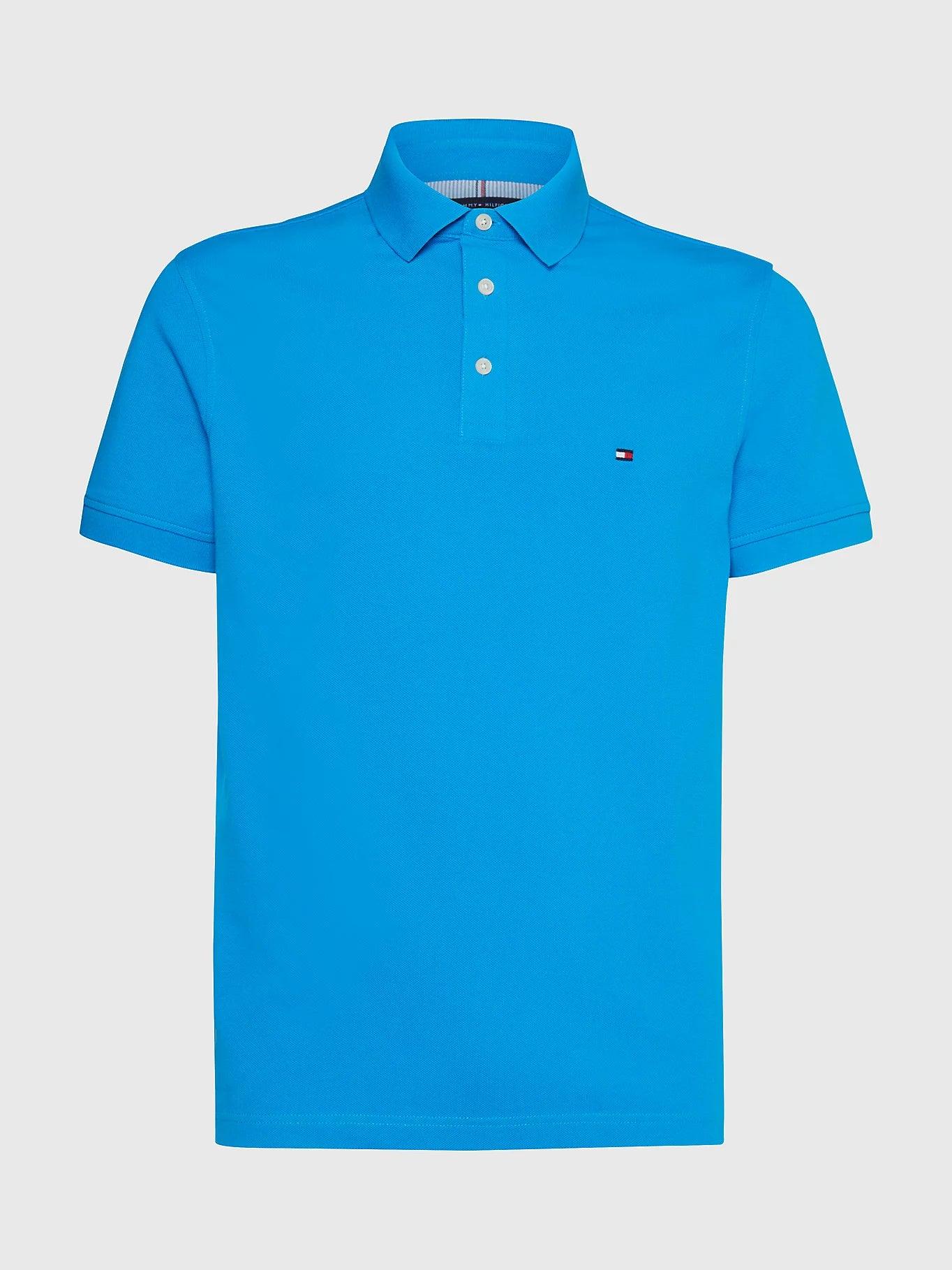 Polo Tommy Hilfiger ajusté bleu en coton bio - Georgespaul