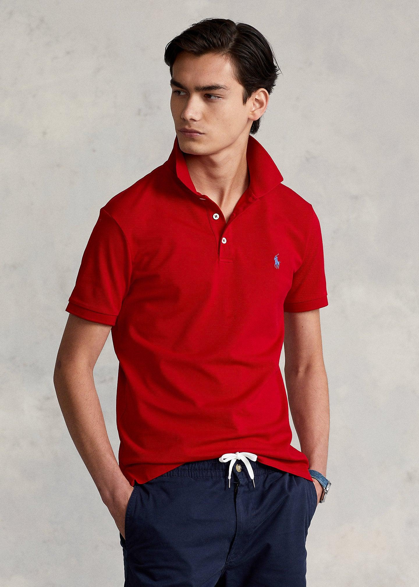 Polo Ralph Lauren cintré rouge en coton stretch - Georgespaul